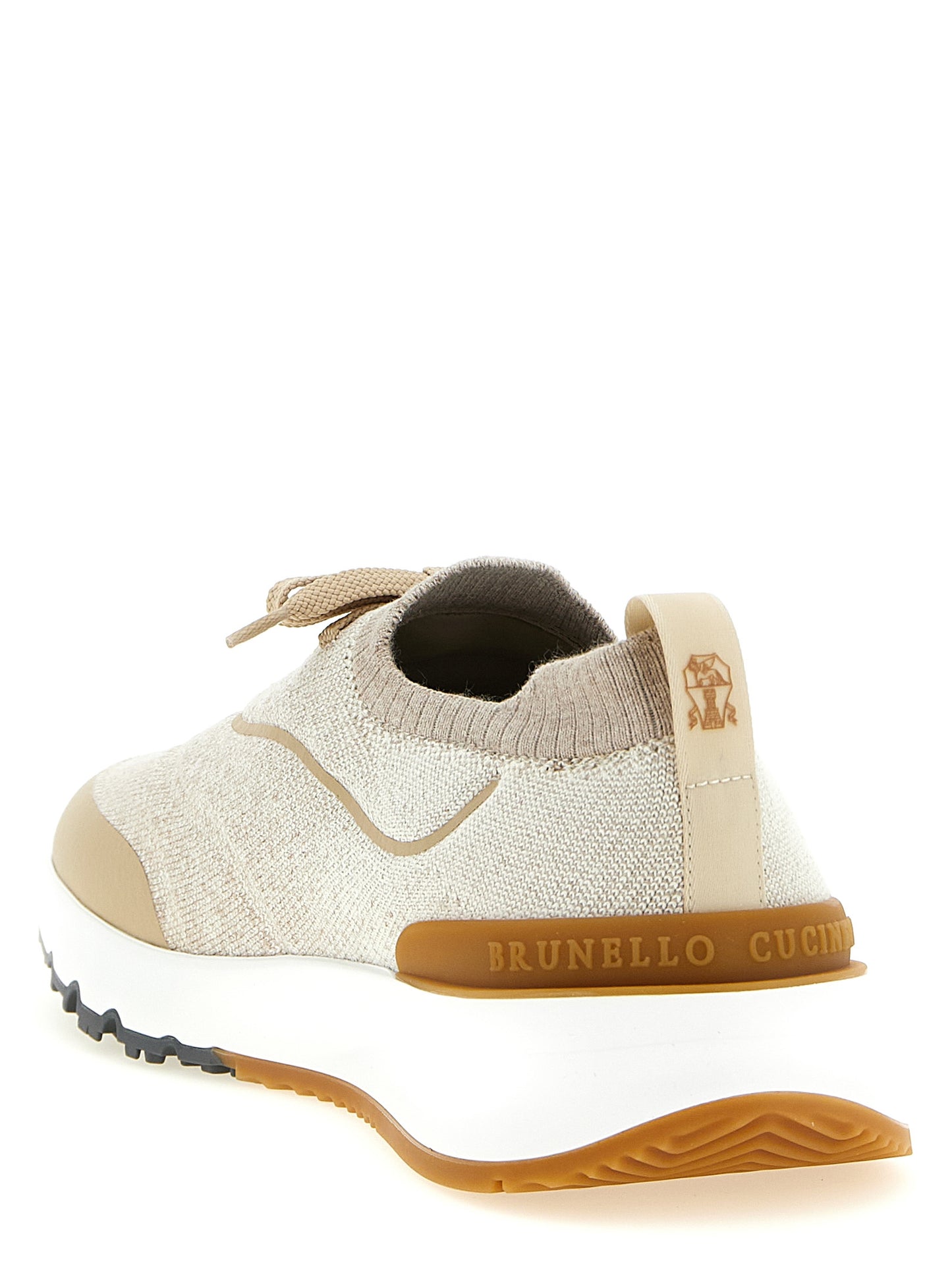 Brunello Cucinelli Beige Cotton Athletic Sneakers
