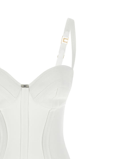 Elisabetta Franchi White Polyester Midi Dress