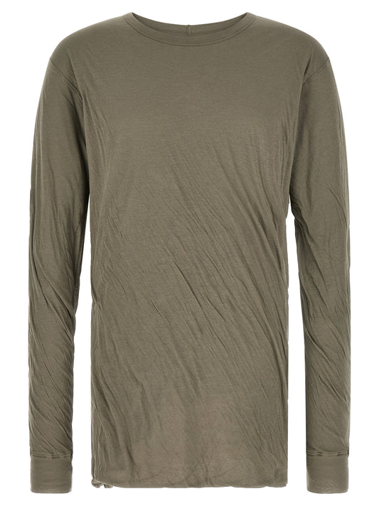 T-Shirt by Rick Owens for men in cotton gray & transparent showcases a dramatic silhouette, elegantly detailed with a dramatic crew neckline and for a truly dramatic finish.
