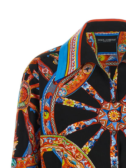 Blouse by Dolce & Gabbana for women in cotton black, multicolor & patterned, featuring a nuanced and nuanced for a sophisticated finish.