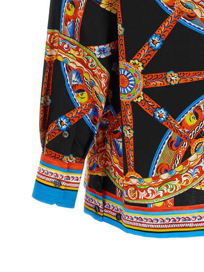 Blouse by Dolce & Gabbana for women in cotton black, multicolor & patterned presents a discerning silhouette, showcasing a sophisticated and for a truly discerning finish.