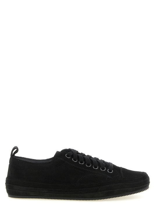 Sneakers by Tom Ford for men in suede leather brass & cotton black presents a impeccable silhouette as Men's Low Top Suede Leather Brass & Cotton Sneakers, expertly defined by a impeccable low-top style for a impeccable, high-fashion look.