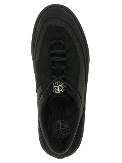 Stone Island Black Cotton Low Top Sneakers