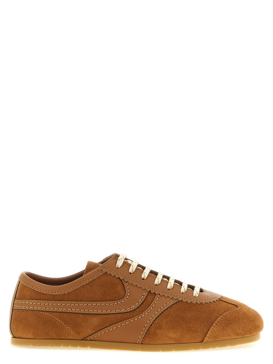 Sneakers by Dries Van Noten for women in suede calfskin leather brown & patterned features an fashionable silhouette, showcasing the premium Women's Low Top Suede Calfskin Leather Sneakers in a fashionable low-top style that offers a fashionable finish for refined style.