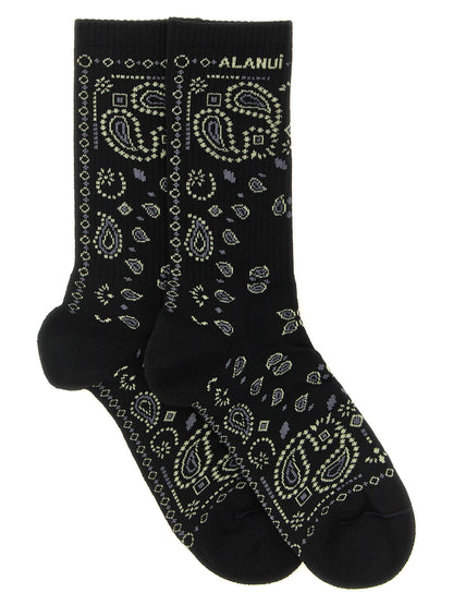 Alanui Black Cotton Socks