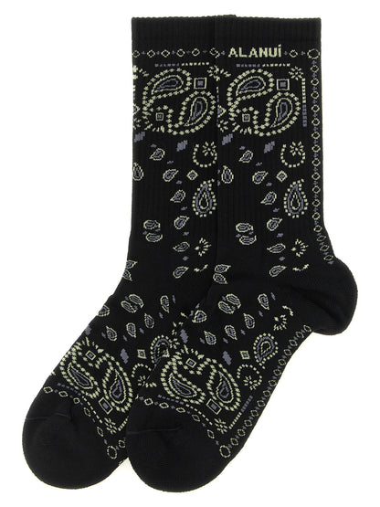 Alanui Black Cotton Socks