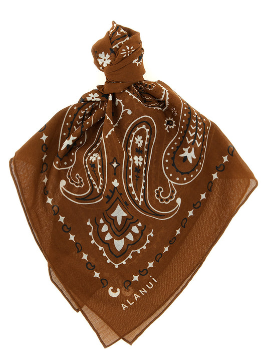 Scarf by Alanui for women in cotton brown, paisley, floral & print showcases a on trend silhouette, artfully capturing the on trend essence of the Cotton Scarf design with a sophisticated finish.