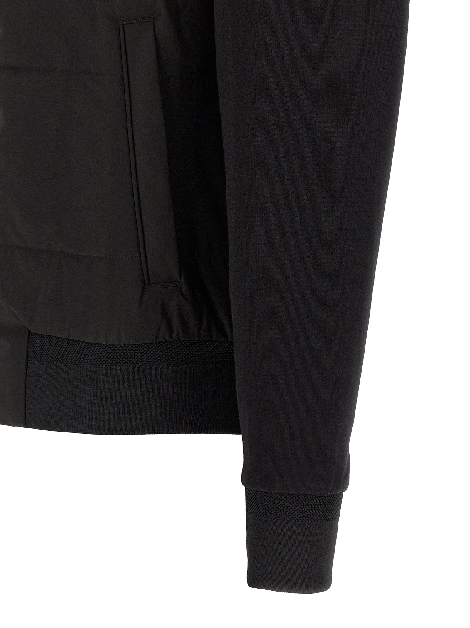 Sweatshirt by Hugo Boss for men in cotton polyester black features an provocated silhouette, detailed with a provocated and a refined for a sophisticated aesthetic.
