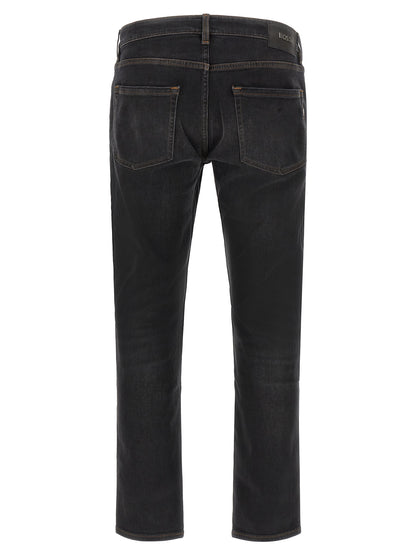 Hugo Boss Black Cotton Straight-Leg Jeans