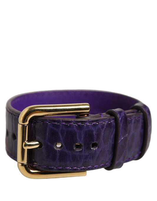 Dolce & Gabbana Embossed Calf & Lamb Leather Belt - Gold Violet