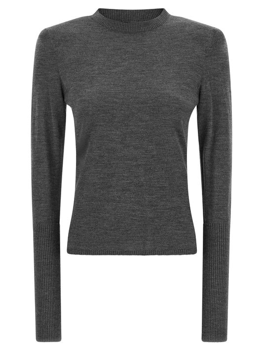 Cardigan by PINKO for women in merino wool gray features a nuanced silhouette with a refined and nuanced detailing for a sophisticated look.