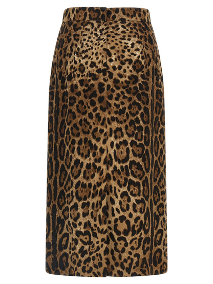 Dolce & Gabbana Brown Viscose Midi Skirt