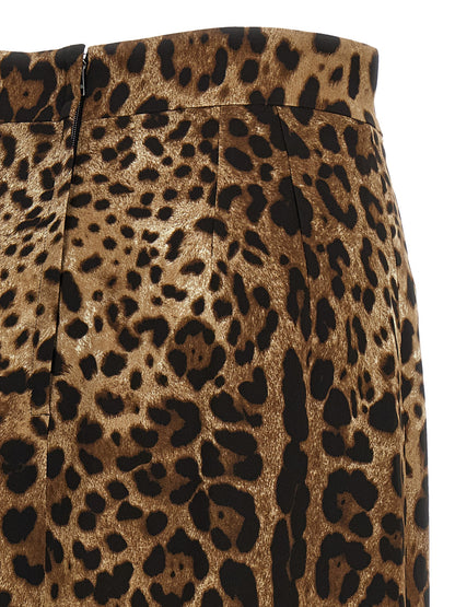 Dolce & Gabbana Brown Viscose Midi Skirt