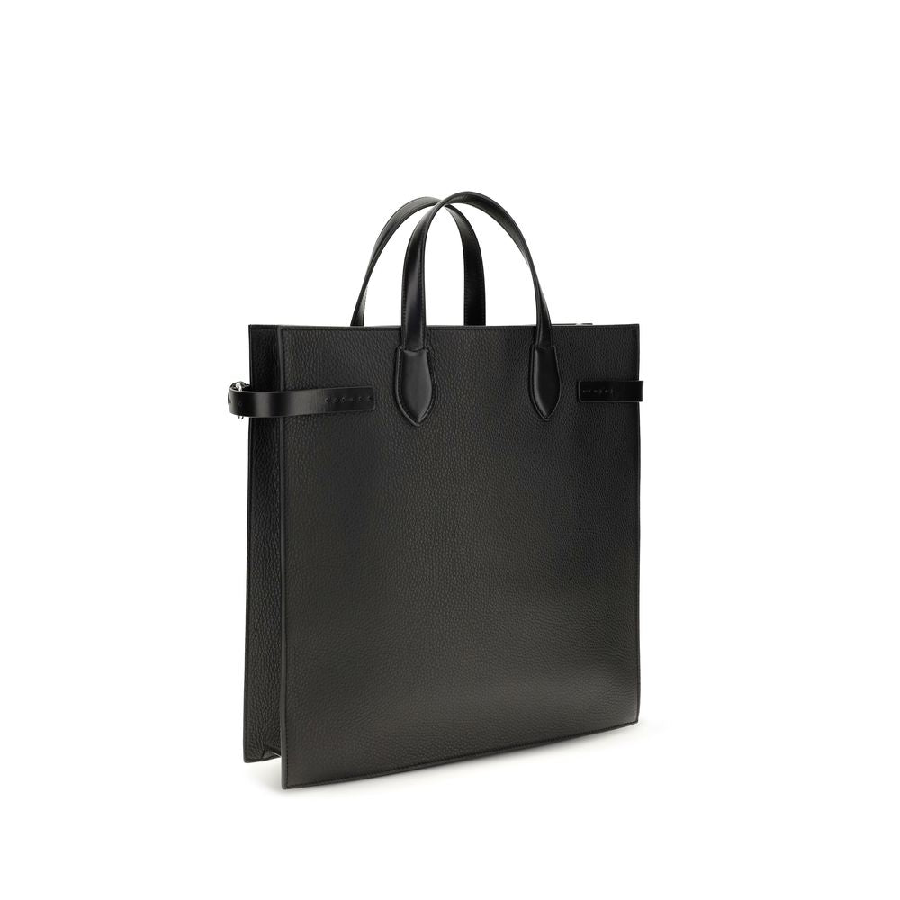 Medium 2-in-1 Shoulder & Crossbody Shopper Bag by Valentino Garavani for men in bos taurus calf nappa leather black & palladium features a statuesque silhouette, showcasing a secure and statuesque with versatile crossbody-strap, shoulder-strap, handle & adjustable-strap for a statuesque finish.