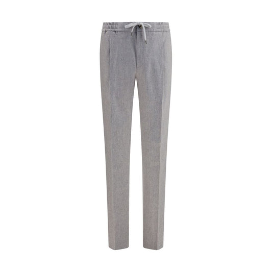 PT Torino Gray Wool Oves Aries Casual Pants