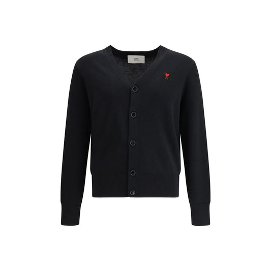 Ami Paris Black Wool Oves Aries Cardigan