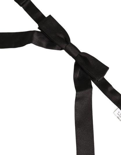 Dolce & Gabbana Men Black 100% SIlk Adjustable Neck Papillon Bow Tie
