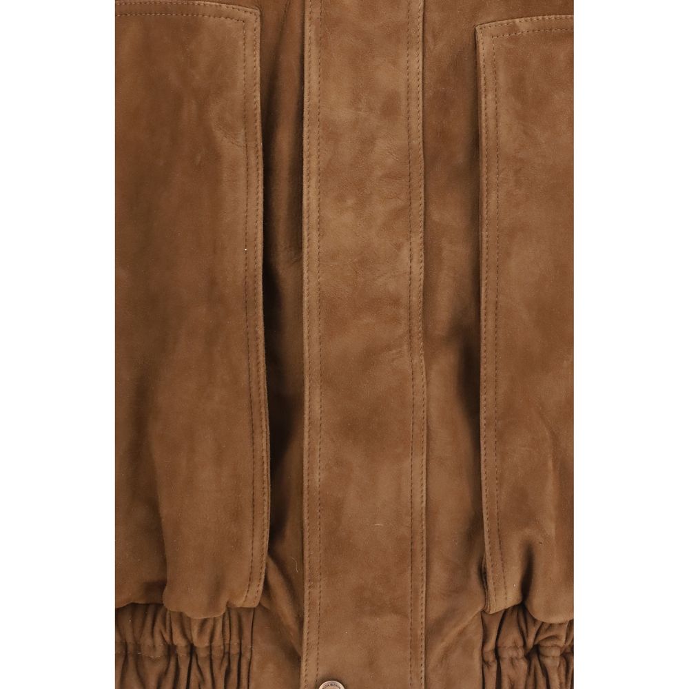 Magda Butrym Brown Suede Leather Bomber