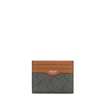 Cardholder Wallet by Ferragamo for men in bio-acetate brown, signature, monogram & print presents a streamlined silhouette, showcasing the sophisticated design of the The Monogram Bio-Acetate Cardholder Wallet collection with functional card-organization.