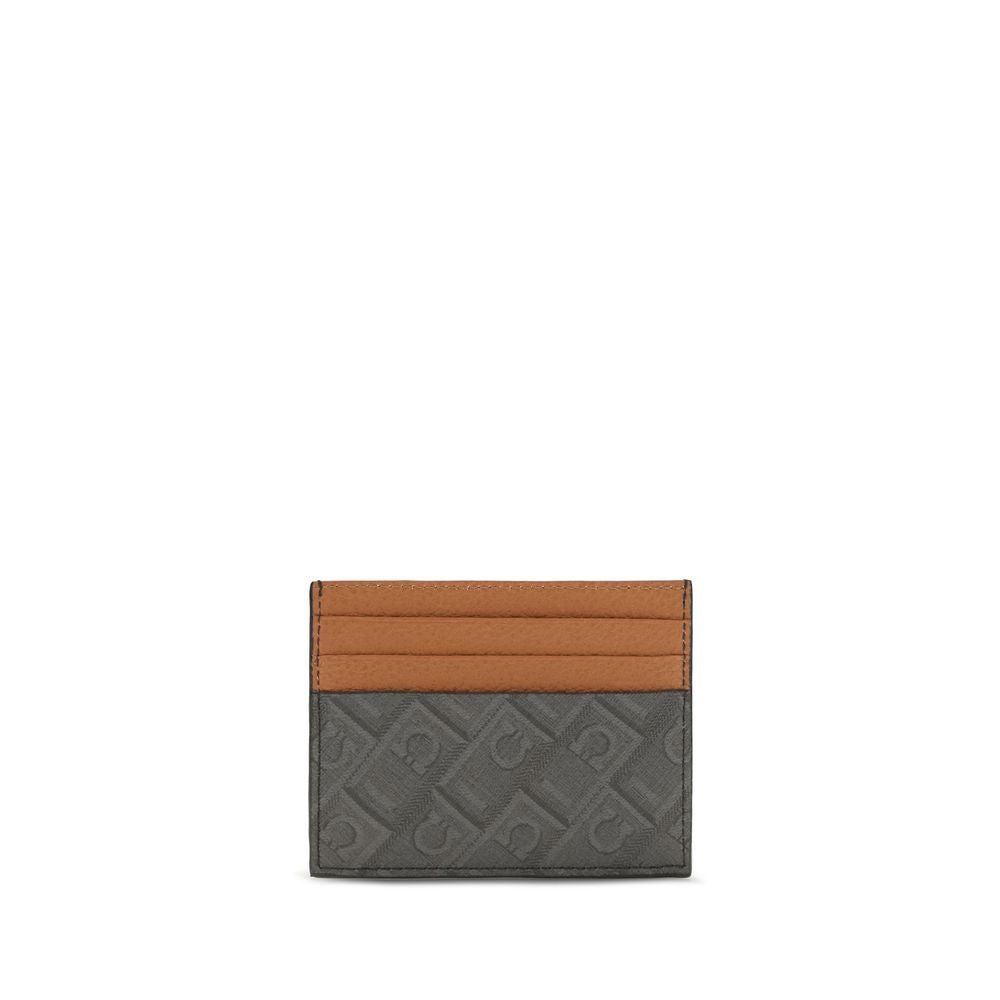 Cardholder Wallet by Ferragamo for men in bio-acetate brown, signature, monogram & print presents a streamlined silhouette, showcasing the sophisticated design of the The Monogram Bio-Acetate Cardholder Wallet collection with functional card-organization.