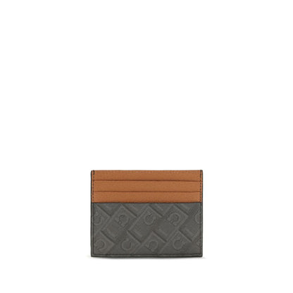Cardholder Wallet by Ferragamo for men in bio-acetate brown, signature, monogram & print presents a streamlined silhouette, showcasing the sophisticated design of the The Monogram Bio-Acetate Cardholder Wallet collection with functional card-organization.