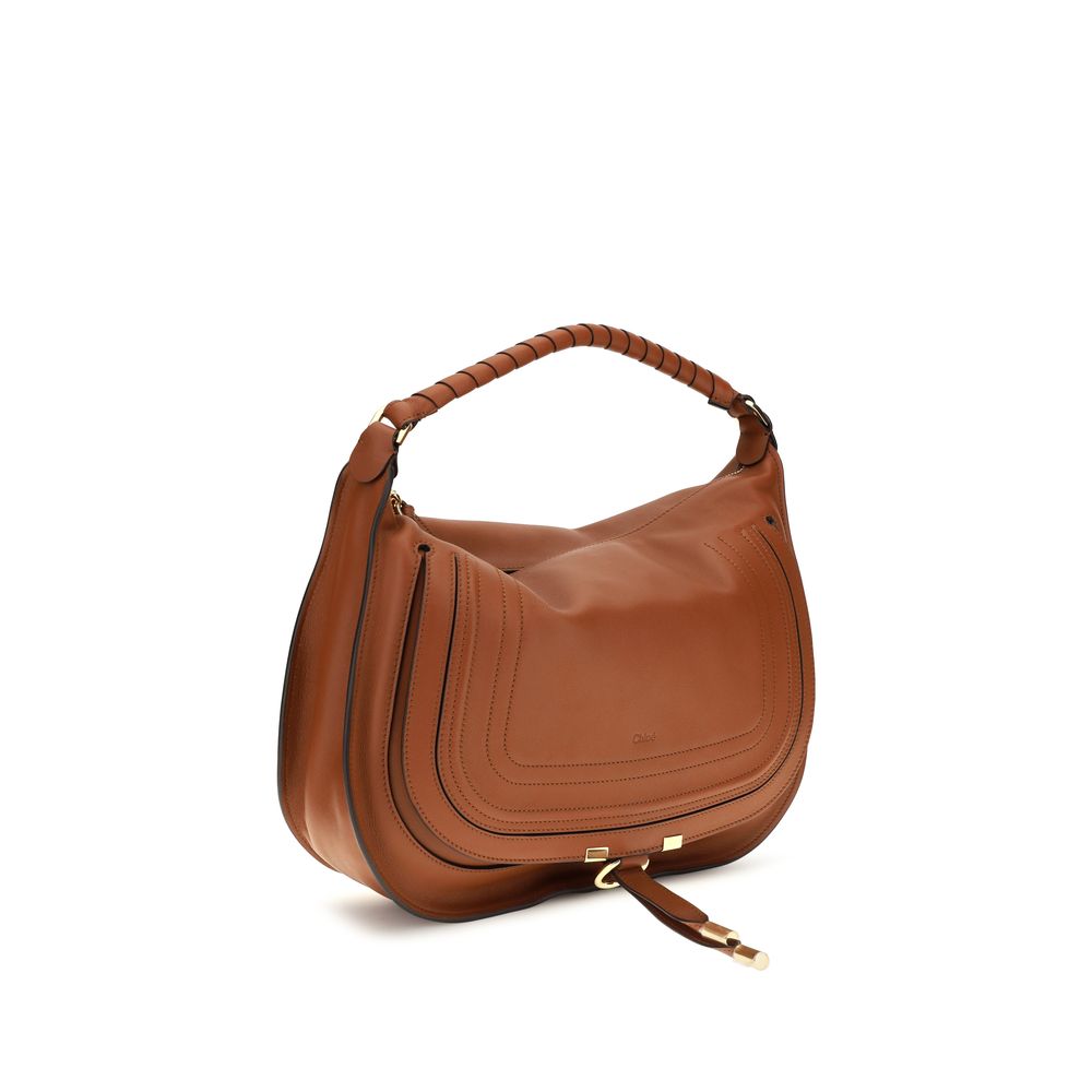 Large Shoulder Flap Bag by Chloé for women in bos taurus calfskin leather brown features a stately silhouette, showcasing a secure flap & zipper, ample external-pockets, and stately shoulder-strap for a stately finish.