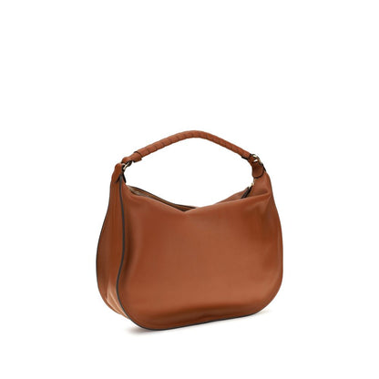 Large Shoulder Flap Bag by Chloé for women in bos taurus calfskin leather brown presents a statuesque silhouette, showcasing a secure flap & zipper and statuesque external-pockets with versatile shoulder-strap for a sophisticated look.