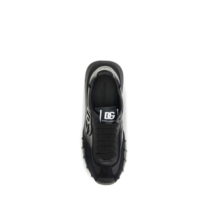 Athletic Sneakers by Dolce & Gabbana for men in tu & bos taurus calf leather black & signature features an effortless chic silhouette, showcasing the signature athletic style of the Men's Athletic TU & Bos Taurus Calf Leather Sneakers collection with a truly effortless chic finish.