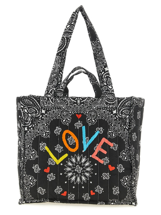 CALL IT BY YOUR NAME Cabas Cotton Quilted Tote Bag - Black Print