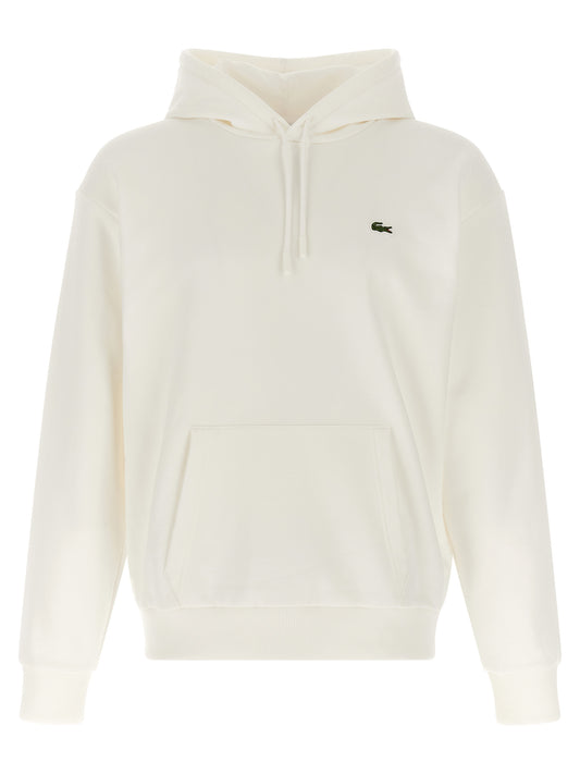 Sweatshirt Hoodie by Lacoste for men in poly cotton & crocodile skin leather cream & white showcases a city-ready silhouette, artfully detailed with a signature hooded neckline and for a city-ready finish.