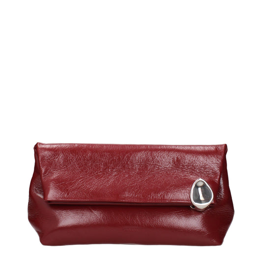 Clutch Handbag by Jil Sander for women in leather red features an sculptural silhouette, showcasing a secure and sculptural with versatile for a sophisticated look.