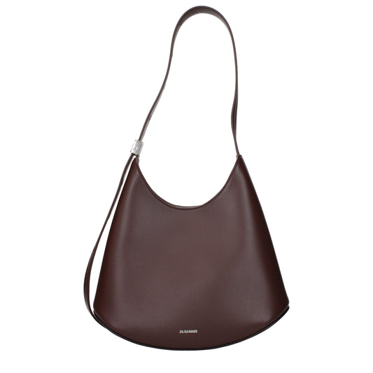 Shoulder Bag by Jil Sander for women in leather red showcases a statuesque silhouette, artfully detailed with a secure , organized , and versatile shoulder-strap, adjustable-strap & handle for a statuesque look.