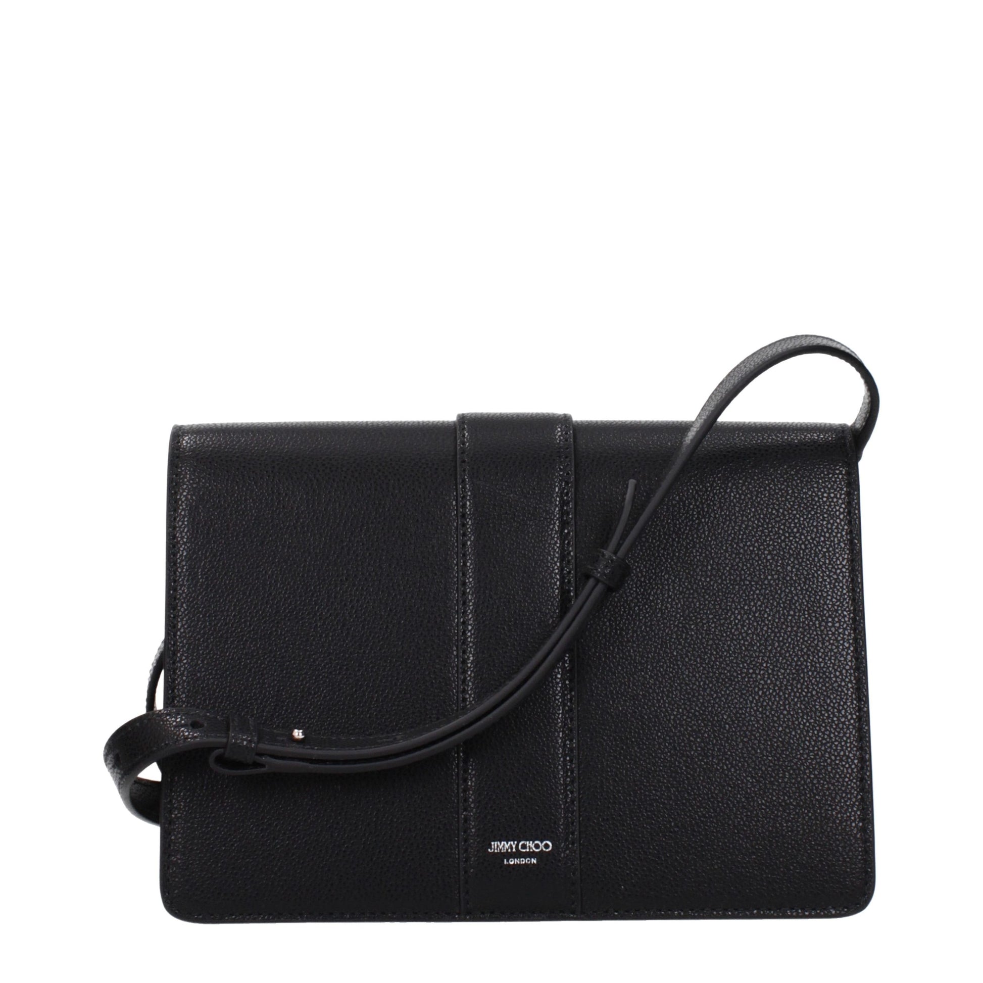Crossbody Handbag by Jimmy Choo for women in leather black features a multifaceted silhouette, showcasing a secure and multifaceted with versatile crossbody-strap & adjustable-strap for multifaceted style.