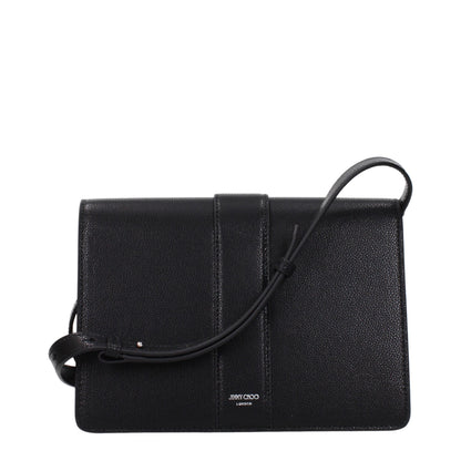 Crossbody Handbag by Jimmy Choo for women in leather black features a multifaceted silhouette, showcasing a secure and multifaceted with versatile crossbody-strap & adjustable-strap for multifaceted style.