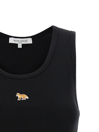 Maison Kitsuné Black Cotton Sleeveles T-Shirt