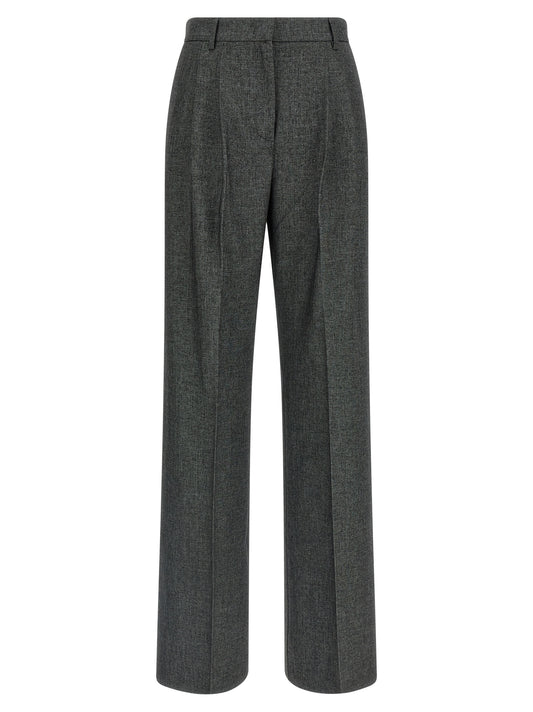 Trousers by The Andamane for women in stretch viscose polyester gray presents a smart silhouette, meticulously detailed with a smart wide, a smart long, and a smart high rise.