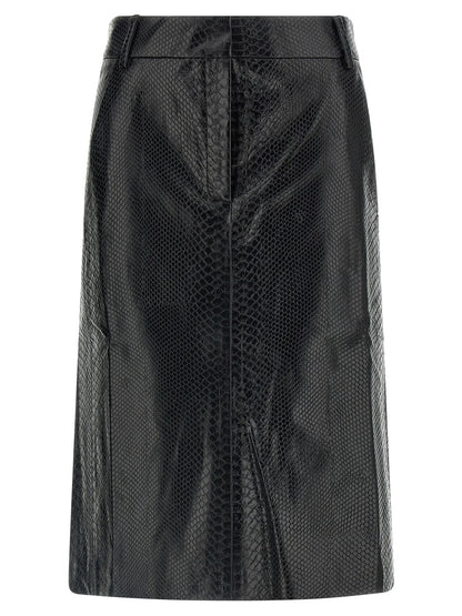 The Andamane Black Polyethylene Midi Skirt