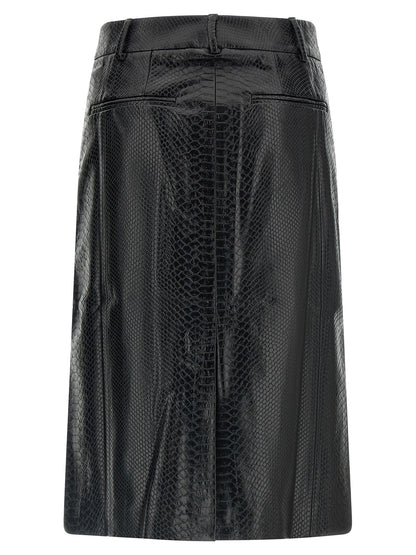The Andamane Black Polyethylene Midi Skirt