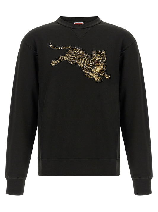 Sweatshirt by Kenzo for men in cotton sequins black features a unrivaled silhouette with a refined and unrivaled detailing for a sophisticated look.