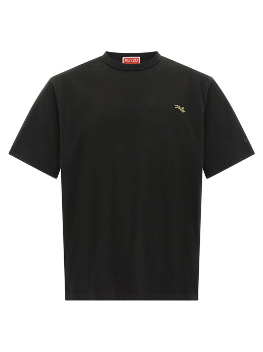 T-Shirt by Kenzo for men in cotton black, gold & signature showcases a unassuming silhouette, artfully detailed with a refined and unassuming for a sophisticated, contemporary look.