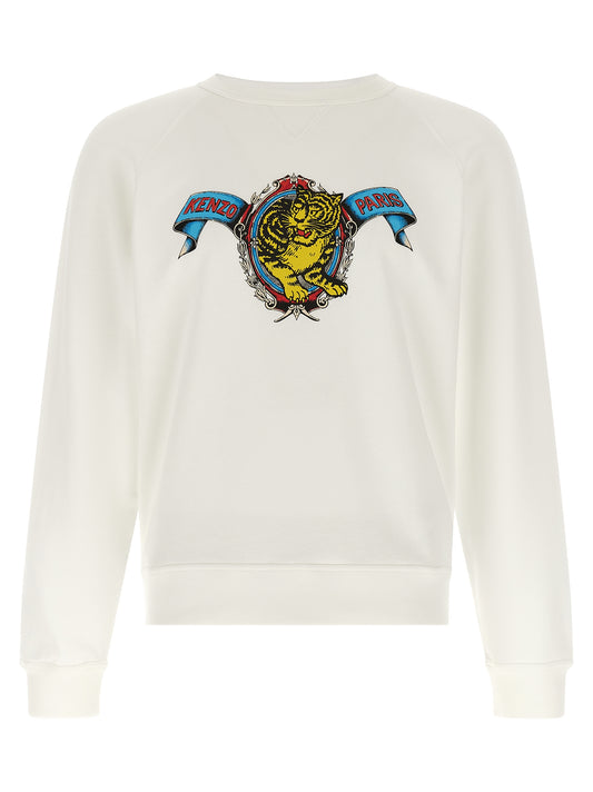 Sweatshirt by Kenzo for men in viscose cotton cream & white features an provocated silhouette, detailed with a provocated and a refined for a sophisticated aesthetic.