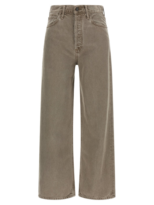 Jeans by Agolde for women in lyocell & denim cotton brown features an refined tailoring silhouette, showcasing a premium relaxed-fit & wide with a high rise and long cut for a refined tailoring look.