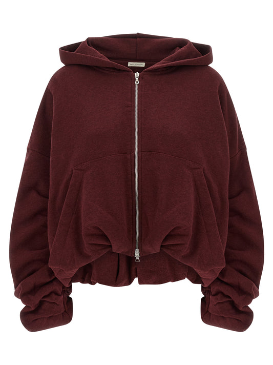 Sweatshirt Hoodie by Dries Van Noten for women in cotton bordeaux & silver features a authentic silhouette, showcasing a sophisticated hooded neckline and authentic detail for a refined finish.