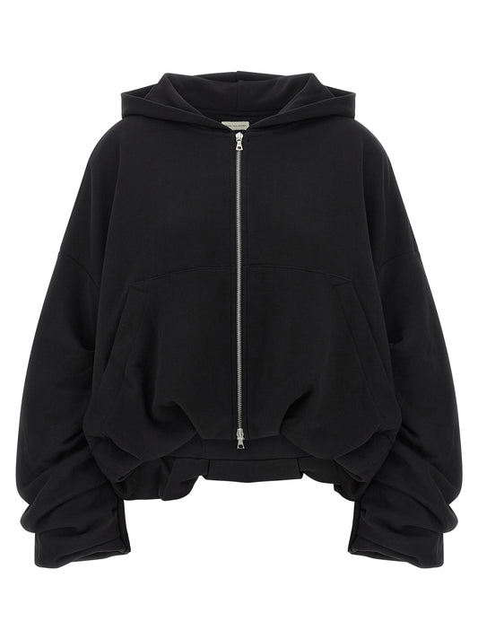 Sweatshirt Hoodie by Dries Van Noten for women in cotton black & silver features a authentic silhouette, showcasing a sophisticated hooded neckline and authentic detail for a refined finish.