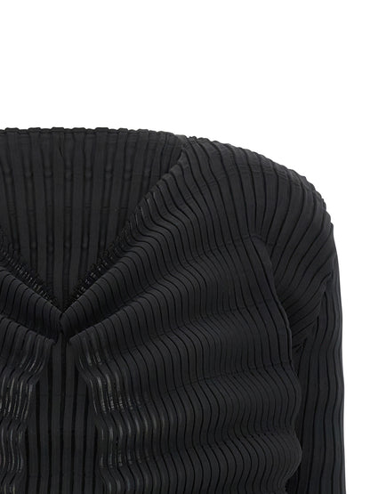 Issey Miyake Black Polyester Cardigan