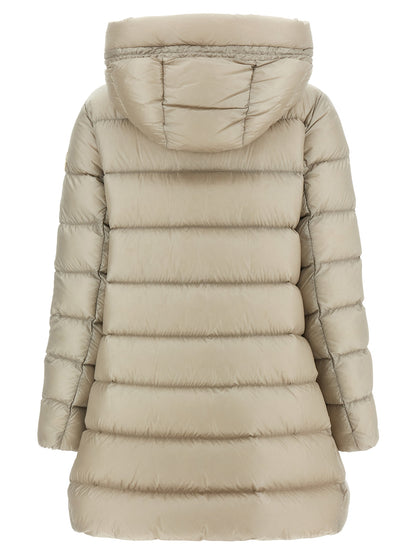Moncler Women's Down Polyamide Hooded Puffer Jacket - Beige Signature
