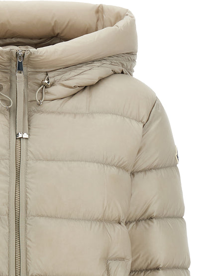 Moncler Women's Down Polyamide Hooded Puffer Jacket - Beige Signature