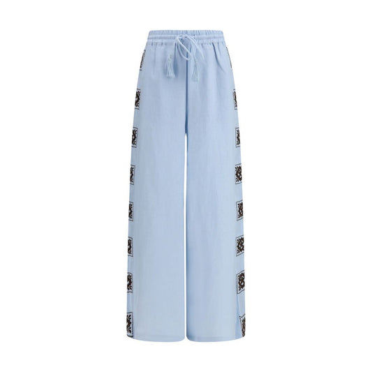 Alemais Blue Linen Casual Pants