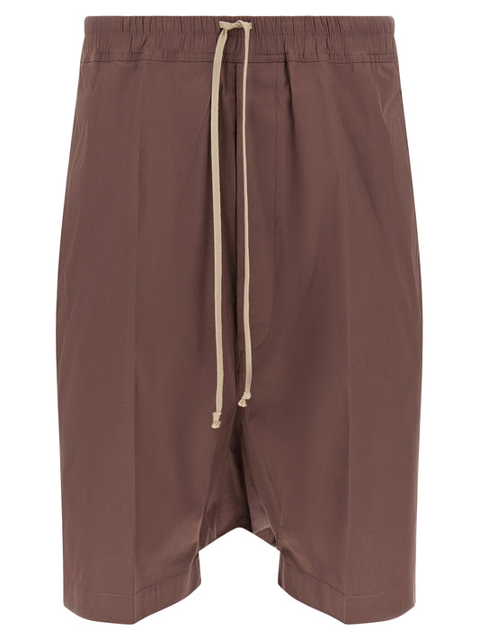Bermuda Shorts by Rick Owens for men in stretch cotton brown features an tailored silhouette, showcasing a tailored relaxed-fit with a long short and for a sophisticated look.