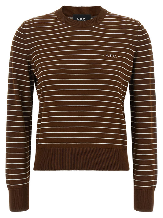Cardigan by A.P.C. for women in cotton canvas brown, natural & striped features an crisp silhouette, showcasing a sophisticated and detail for a truly crisp finish.
